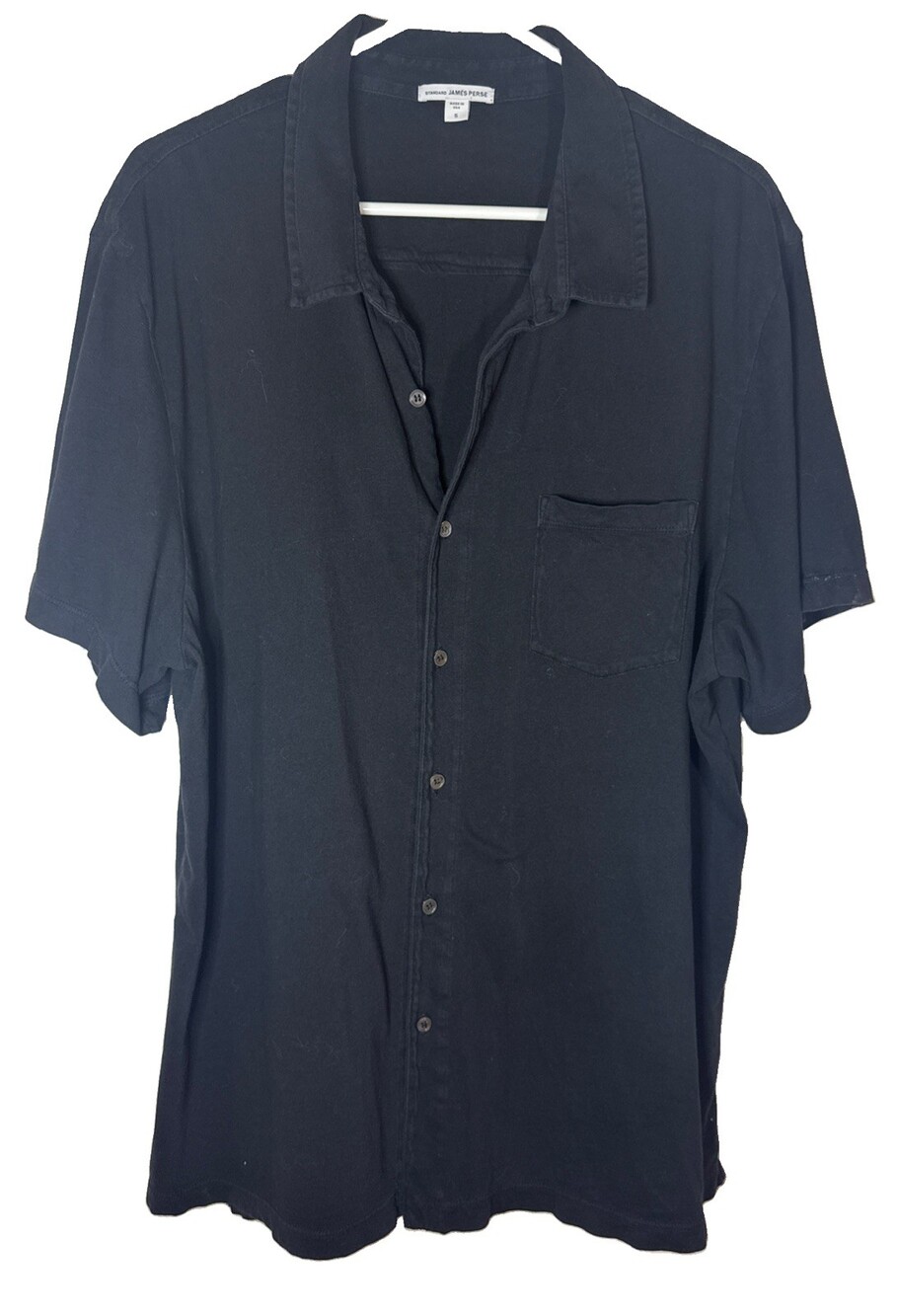 James Perse Black Stretch Jersey Button‑Up – Size 5